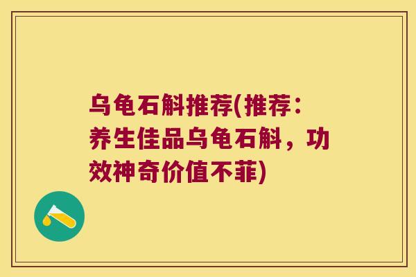乌龟石斛推荐(推荐：养生佳品乌龟石斛，功效神奇价值不菲)