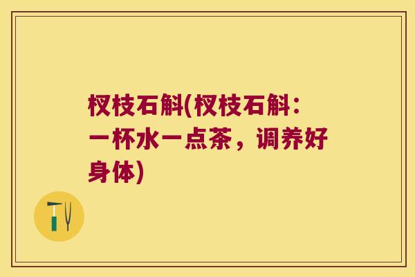 杈枝石斛(杈枝石斛:一杯水一点茶,调养好身体) 杈枝石斛(杈枝石斛:一杯水一点茶,调养好身体)