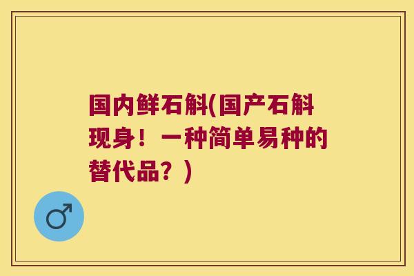 国内鲜石斛(国产石斛现身！一种简单易种的替代品？)