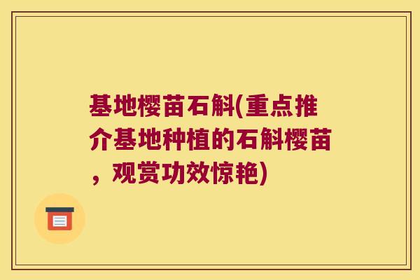 基地樱苗石斛(重点推介基地种植的石斛樱苗，观赏功效惊艳)