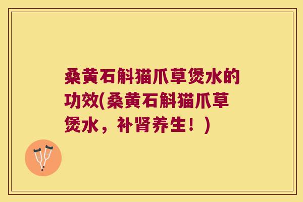 桑黄石斛猫爪草煲水的功效(桑黄石斛猫爪草煲水，补肾养生！)