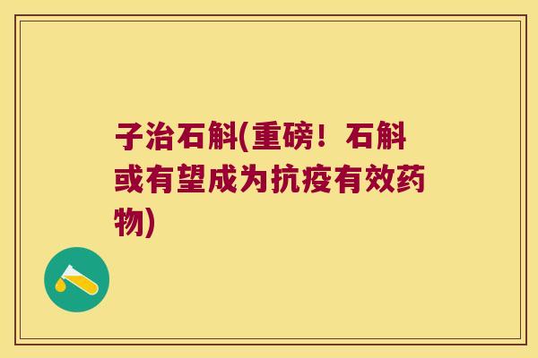 子石斛(重磅！石斛或有望成为抗疫有效)