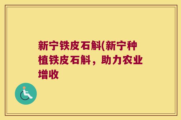 新宁铁皮石斛(新宁种植铁皮石斛,助力农业增收 新宁铁皮石斛(新宁种植铁皮石斛,助力农业增收