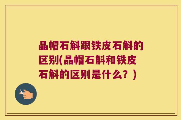 晶帽石斛跟铁皮石斛的区别(晶帽石斛和铁皮石斛的区别是什么?) 晶帽石斛跟铁皮石斛的区别(晶帽石斛和铁皮石斛的区别是什么?)