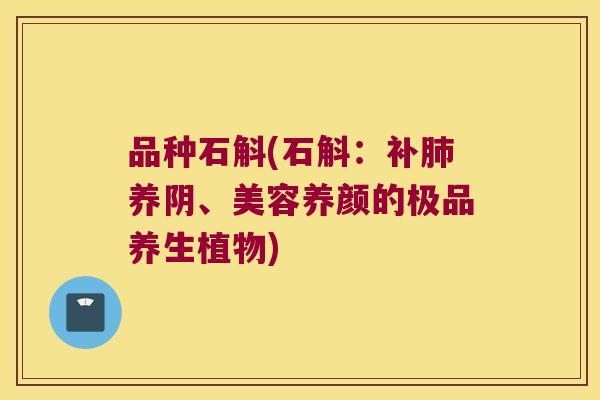 品种石斛(石斛：补肺养阴、美容养颜的极品养生植物)