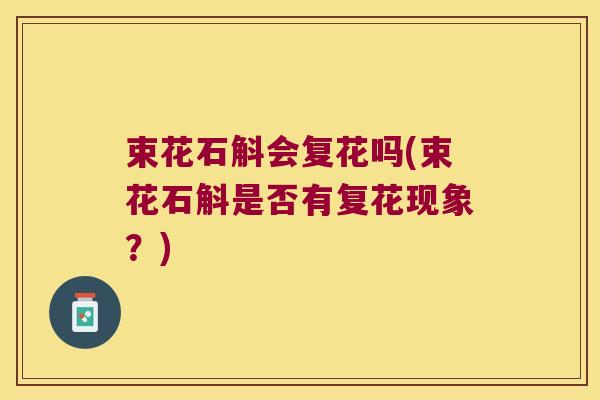束花石斛会复花吗(束花石斛是否有复花现象？)