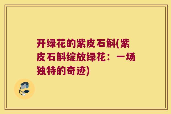 开绿花的紫皮石斛(紫皮石斛绽放绿花：一场独特的奇迹)