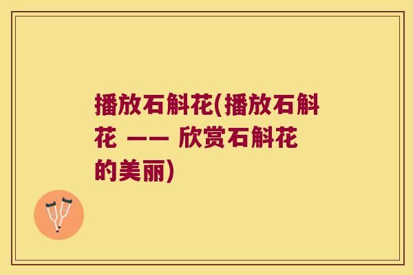 播放石斛花(播放石斛花 —— 欣赏石斛花的美丽)