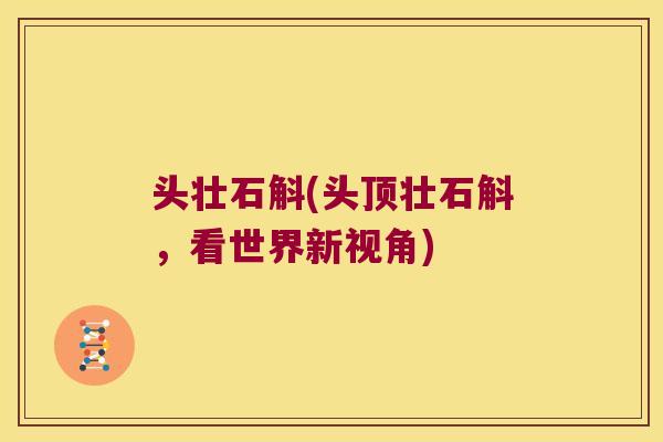 头壮石斛(头顶壮石斛,看世界新视角) 头壮石斛(头顶壮石斛,看世界新视角)