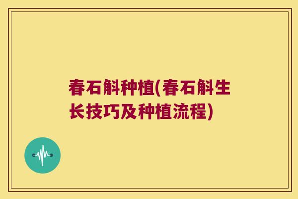 春石斛种植(春石斛生长技巧及种植流程) 春石斛种植(春石斛生长技巧及种植流程)