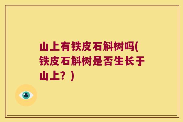 山上有铁皮石斛树吗(铁皮石斛树是否生长于山上？)