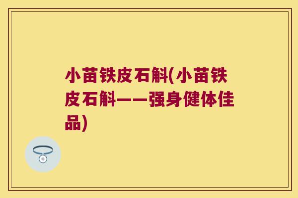 小苗铁皮石斛(小苗铁皮石斛——强身健体佳品)