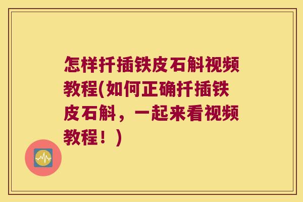 怎样扦插铁皮石斛视频教程(如何正确扦插铁皮石斛，一起来看视频教程！)