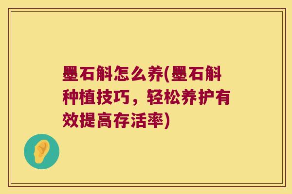 墨石斛怎么养(墨石斛种植技巧，轻松养护有效提高存活率)