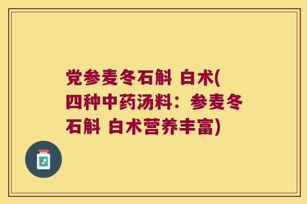 党参麦冬石斛 白术(四种中药汤料：参麦冬石斛 白术营养丰富)