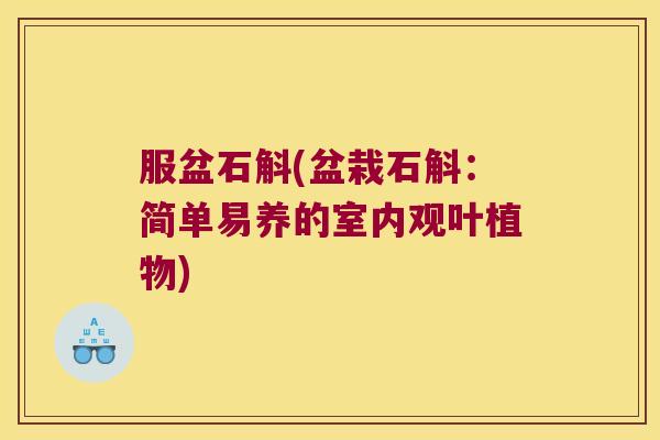 服盆石斛(盆栽石斛:简单易养的室内观叶植物) 服盆石斛(盆栽石斛:简单易养的室内观叶植物)