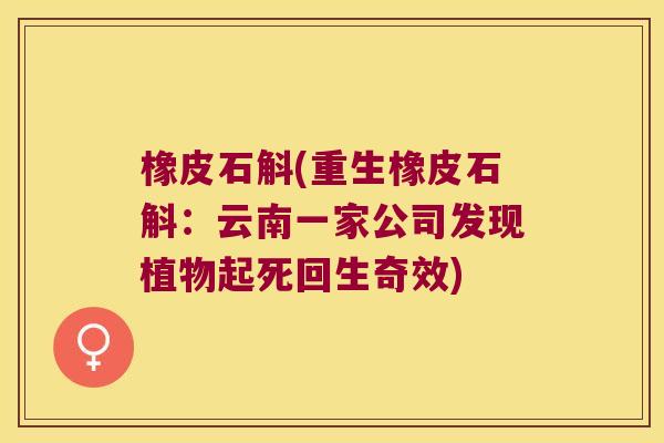 橡皮石斛(重生橡皮石斛：云南一家公司发现植物起死回生奇效)