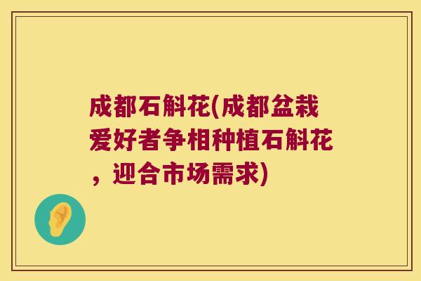 成都石斛花(成都盆栽爱好者争相种植石斛花，迎合市场需求)