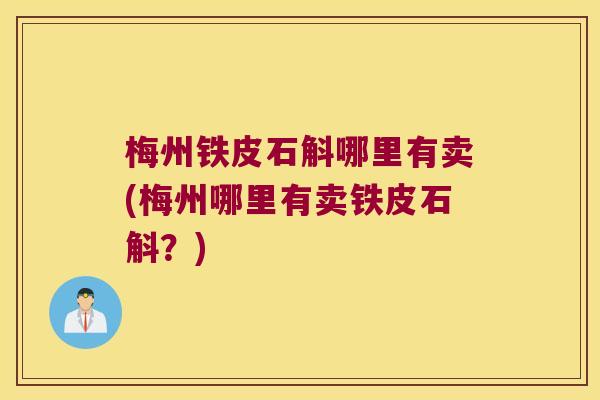 梅州铁皮石斛哪里有卖(梅州哪里有卖铁皮石斛？)