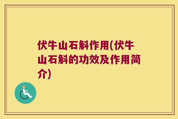 伏牛山石斛作用(伏牛山石斛的功效及作用简介)