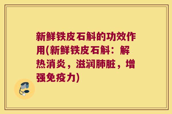 新鲜铁皮石斛的功效作用(新鲜铁皮石斛:解热,滋润脏,增强力) 新鲜铁皮石斛的功效作用(新鲜铁皮石斛:解热,滋润脏,增强力)