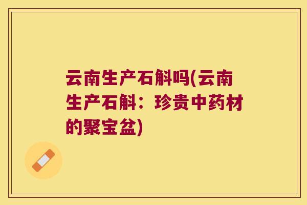 云南生产石斛吗(云南生产石斛：珍贵中药材的聚宝盆)