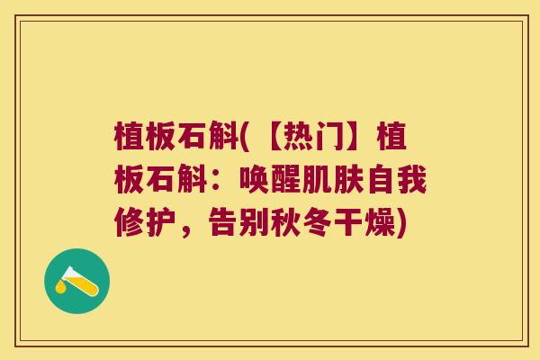 植板石斛(【热门】植板石斛：唤醒自我修护，告别秋冬干燥)