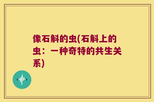 像石斛的虫(石斛上的虫：一种奇特的共生关系)