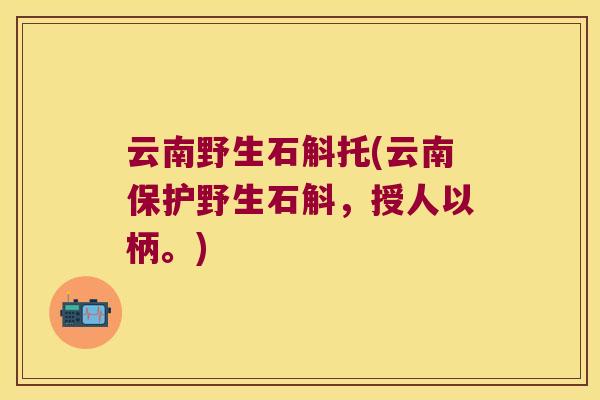 云南野生石斛托(云南保护野生石斛，授人以柄。)