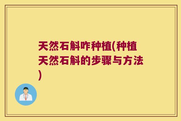 天然石斛咋种植(种植天然石斛的步骤与方法)
