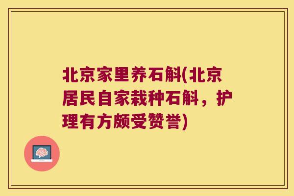 北京家里养石斛(北京居民自家栽种石斛，护理有方颇受赞誉)