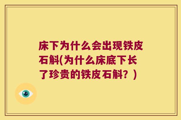 床下为什么会出现铁皮石斛(为什么床底下长了珍贵的铁皮石斛？)