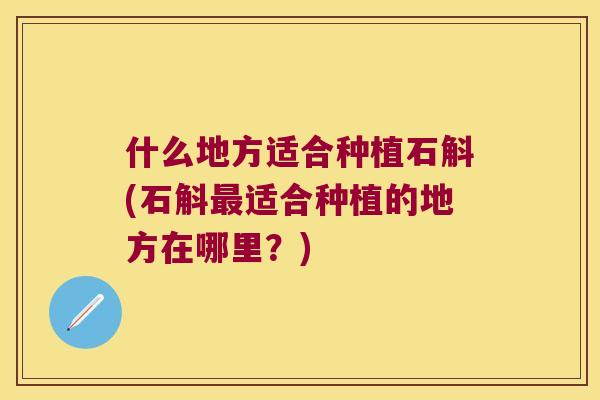 什么地方适合种植石斛(石斛最适合种植的地方在哪里？)