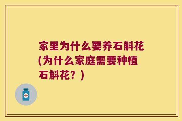 家里为什么要养石斛花(为什么家庭需要种植石斛花？)