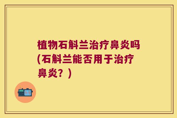 植物石斛兰治疗鼻炎吗(石斛兰能否用于治疗鼻炎？)