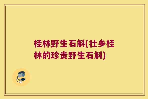 桂林野生石斛(壮乡桂林的珍贵野生石斛)