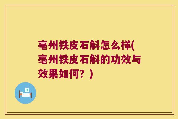 亳州铁皮石斛怎么样(亳州铁皮石斛的功效与效果如何？)