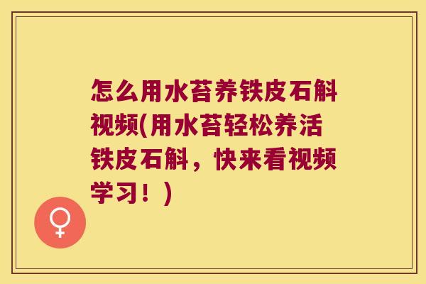 怎么用水苔养铁皮石斛视频(用水苔轻松养活铁皮石斛,快来看视频学习!) 怎么用水苔养铁皮石斛视频(用水苔轻松养活铁皮石斛,快来看视频学习!)