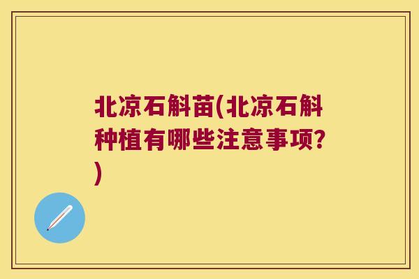 北凉石斛苗(北凉石斛种植有哪些注意事项？)