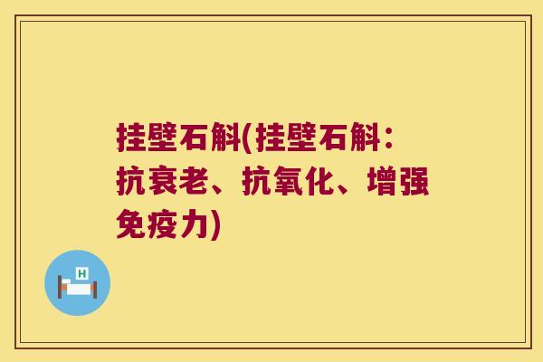 挂壁石斛(挂壁石斛：抗衰老、抗氧化、增强免疫力)
