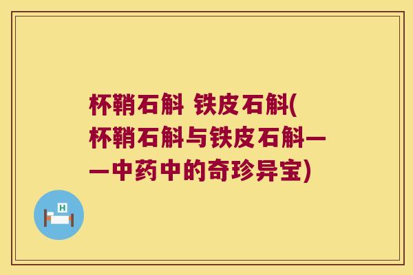 杯鞘石斛 铁皮石斛(杯鞘石斛与铁皮石斛——中药中的奇珍异宝)