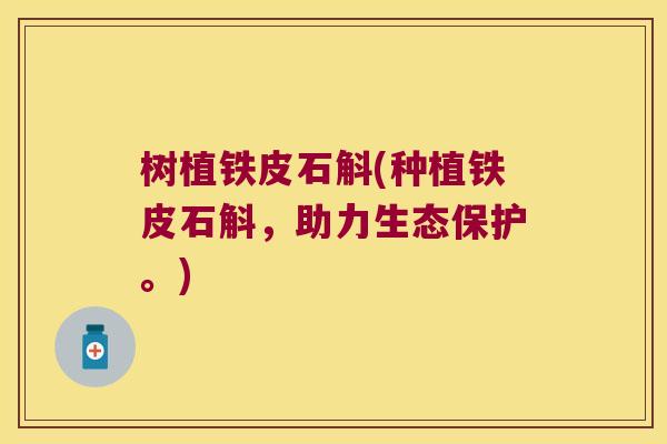 树植铁皮石斛(种植铁皮石斛，助力生态保护。)