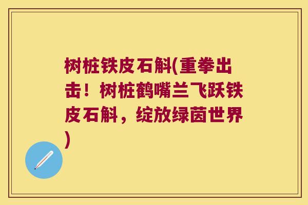 树桩铁皮石斛(重拳出击！树桩鹤嘴兰飞跃铁皮石斛，绽放绿茵世界)
