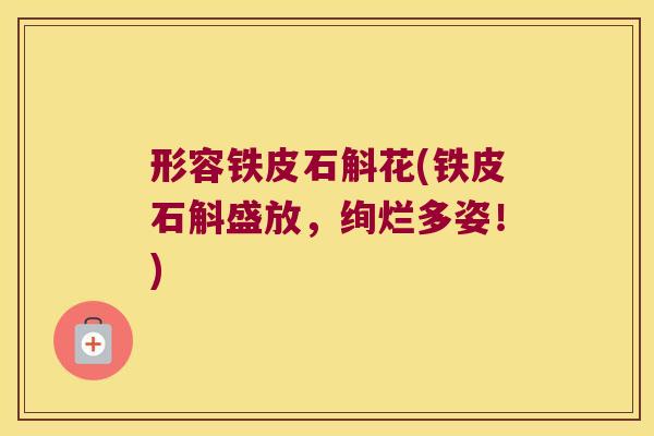 形容铁皮石斛花(铁皮石斛盛放，绚烂多姿！)