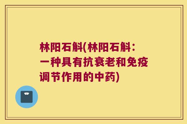 林阳石斛(林阳石斛：一种具有抗衰老和免疫调节作用的中药)