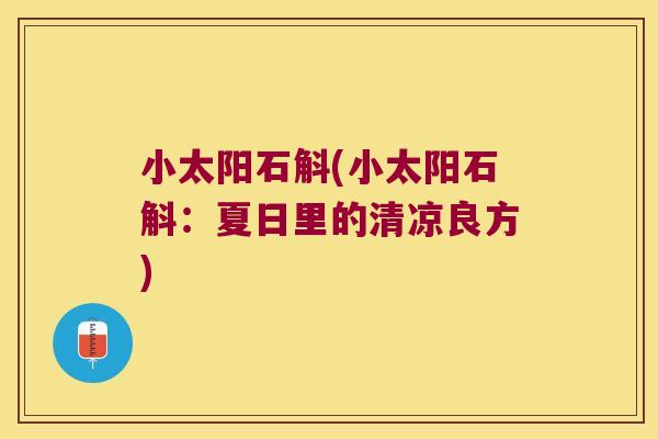 小太阳石斛(小太阳石斛：夏日里的清凉良方)