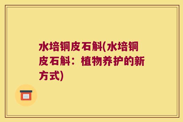 水培铜皮石斛(水培铜皮石斛：植物养护的新方式)