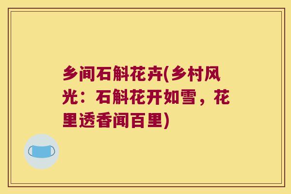 乡间石斛花卉(乡村风光：石斛花开如雪，花里透香闻百里)