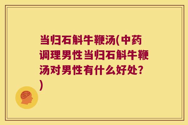 当归石斛牛鞭汤(中药调理男性当归石斛牛鞭汤对男性有什么好处？)