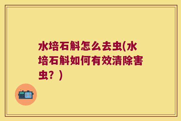 水培石斛怎么去虫(水培石斛如何有效清除害虫？)